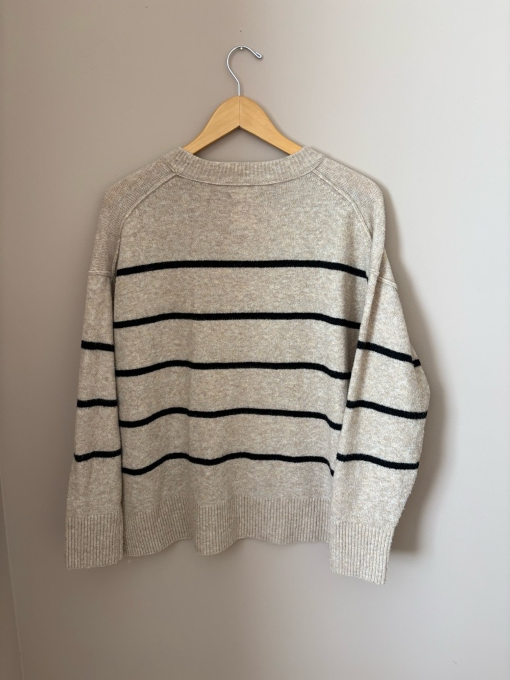 aerie Cream and Black Striped Crewneck Sweater Size Sm - Picture 4 of 4